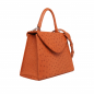 Preview: Handle Bag with shoulder strap made of ostrich leather cognac