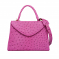 Preview: Handle Bag with shoulder strap made of ostrich leather magenta