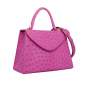 Preview: Handle Bag with shoulder strap made of ostrich leather magenta