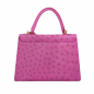 Preview: Handle Bag with shoulder strap made of ostrich leather magenta