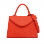 Preview: Handle Bag with shoulder strap made of ostrich leather red