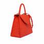 Preview: Handle Bag with shoulder strap made of ostrich leather red