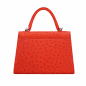 Preview: Handle Bag with shoulder strap made of ostrich leather red