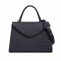 Preview: Handle Bag with shoulder strap made of ostrich leather black