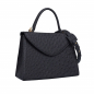 Preview: Handle Bag with shoulder strap made of ostrich leather black