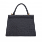 Preview: Handle Bag with shoulder strap made of ostrich leather black