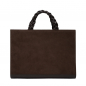 Preview: Handtasche aus braunem Veloursleder mit geflochtenen Henkeln -VESTA-