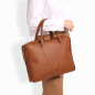 Preview: Briefcase made of grained calf leather brown contrast stitching