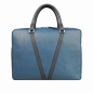 Preview: Leather briefcase petrol blue and gray