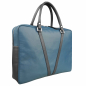 Preview: Leather briefcase petrol blue and gray