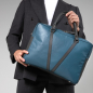 Preview: Leather briefcase petrol blue and gray