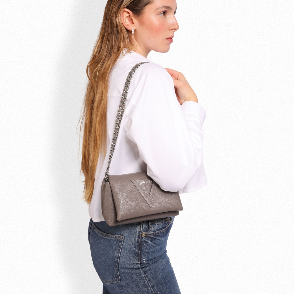 Crossbody bag made of calfskin taupe