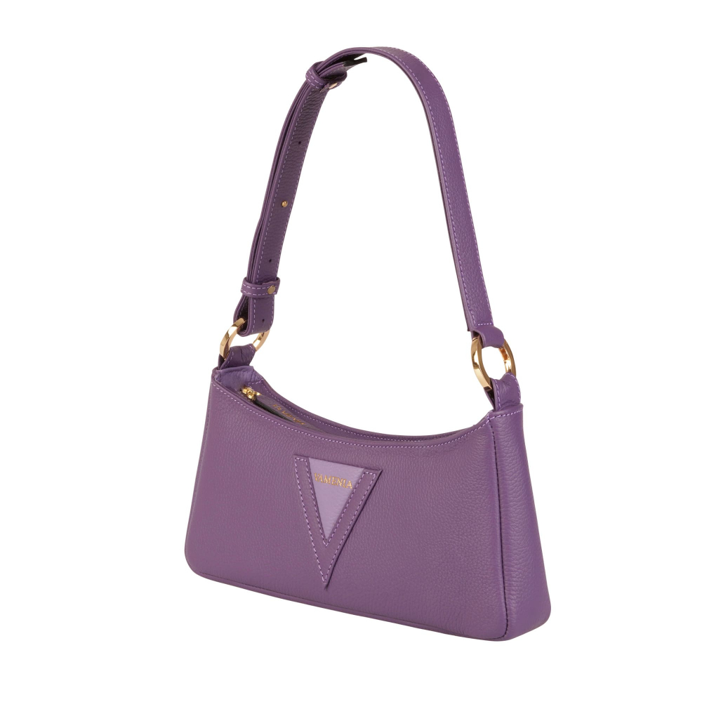 Hobo-Bag als Schultertasche aus genarbtem Kalbsleder in lila