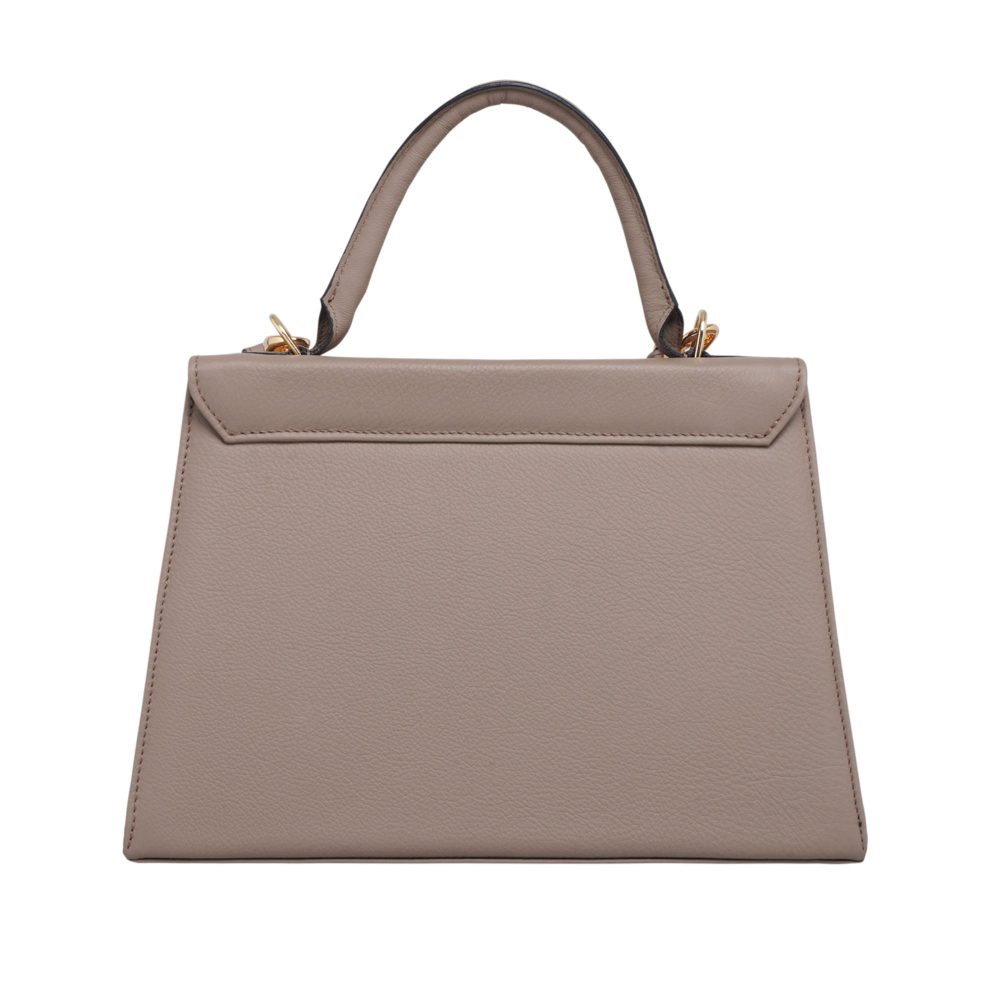 Handle Bag with shoulder strap made of calfskin taupe