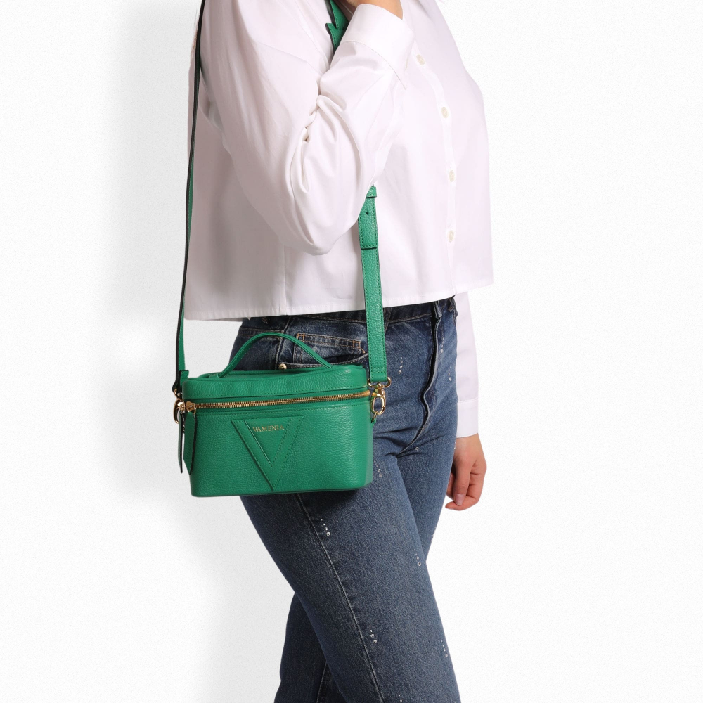 Shoulder Bag in green Calf Leather -OPIS-