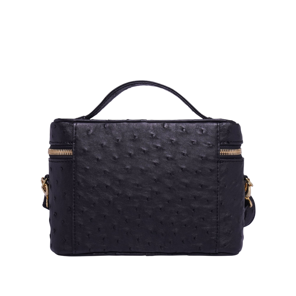 Shoulder bag made of black ostrich leather