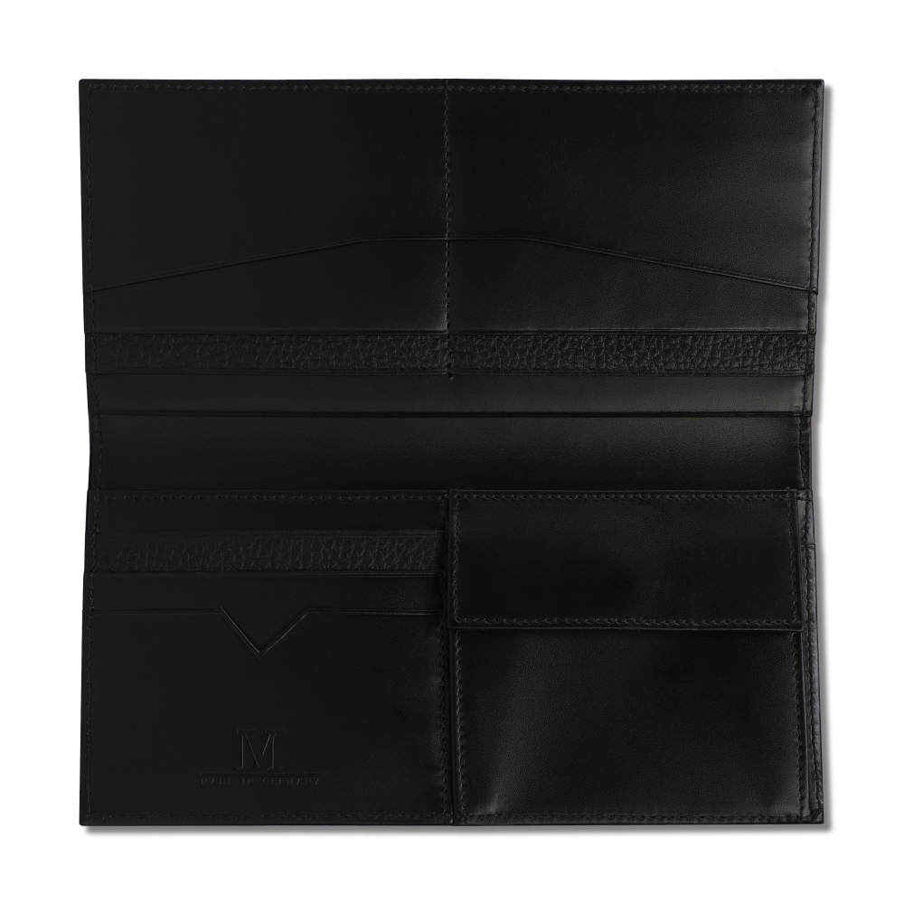 Long wallet grained calfskin black handpainted