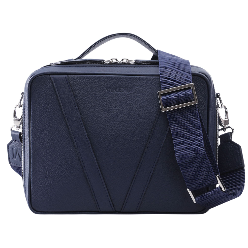 Crossbody Bag as Camera Bag made of Calfskin in darkblue