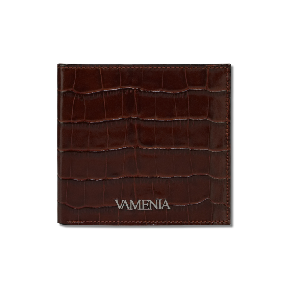 Wallet made of calf leather with a special cognac embossing