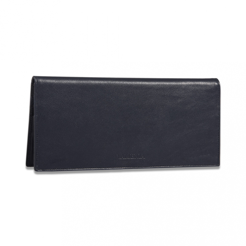 Brieftasche mit Münzfach aus Kalbsleder dunkelblau