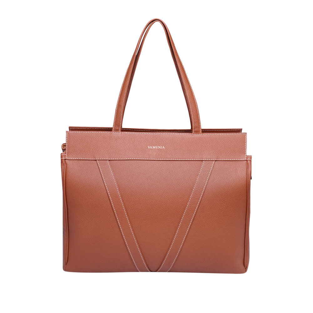 Shopper Bag with Zipper in Calf Leather