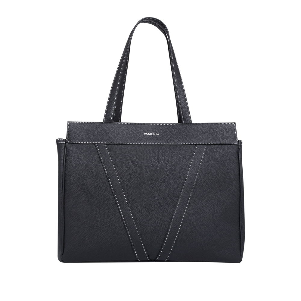 Shopper Bag with Zipper in Calf Leather