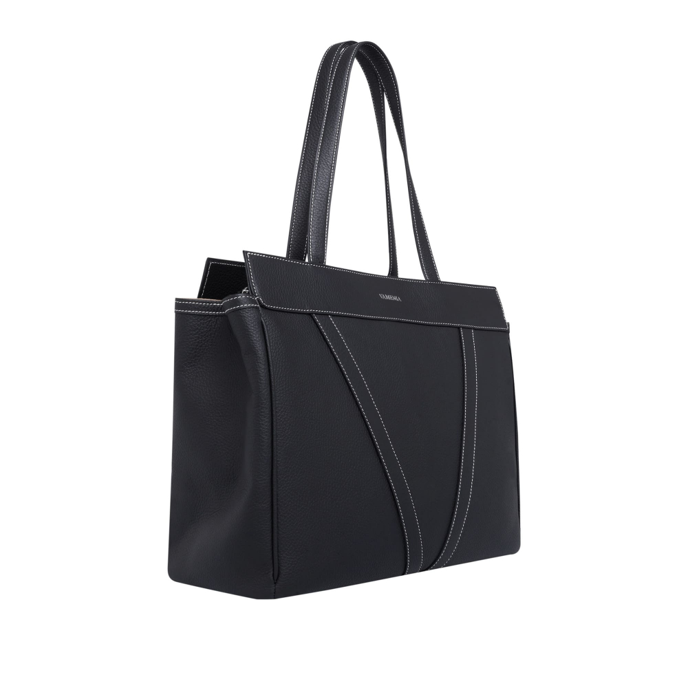 Shopper Bag with Zipper in Calf Leather