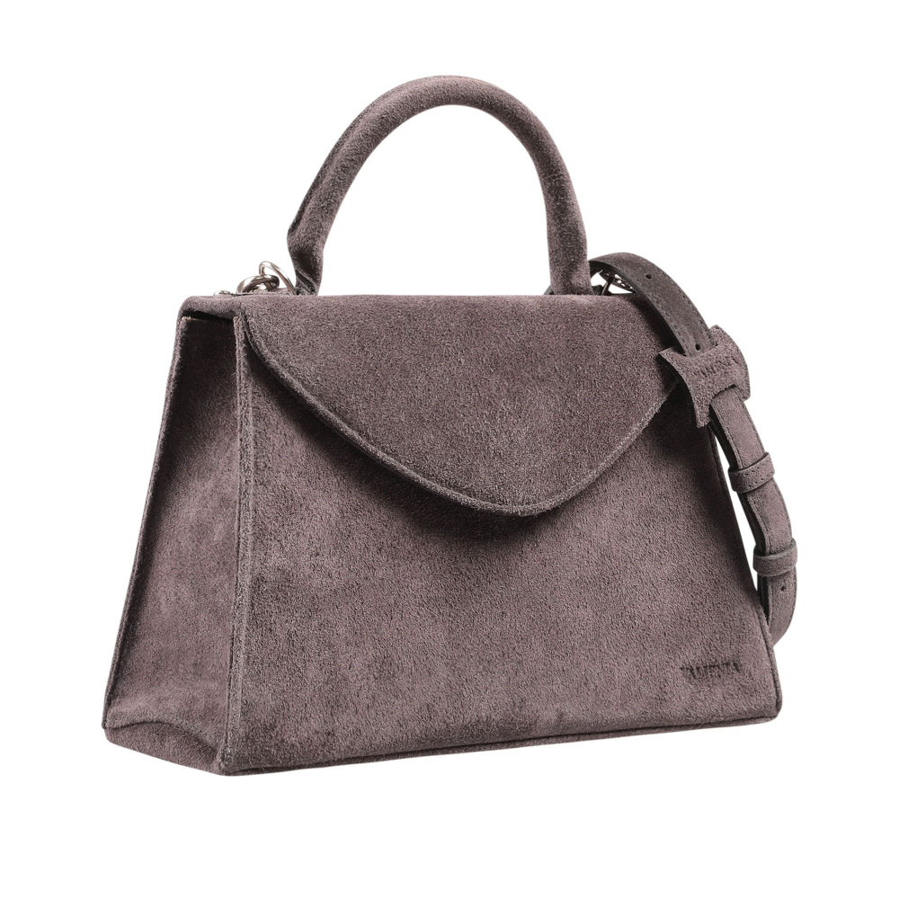 Handle Bag with shoulder strap made of suede