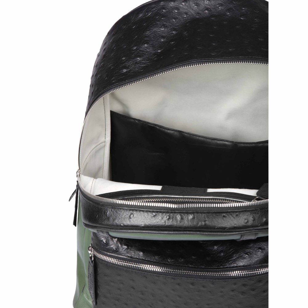 Rucksack mit dunkelgrünem und geprägtem Leder -JUVENTAS- Limitierte Edition 1/555​